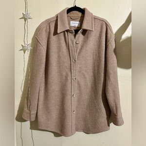 Aritzia Babaton Pelli Taupe Oversized Wool Shacket